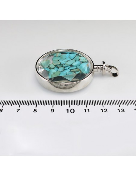Blue Turquoise Stone + Steel & Resin Necklace AC-928 Blue Turquoise Stone + Steel & Resin Necklace AC-928