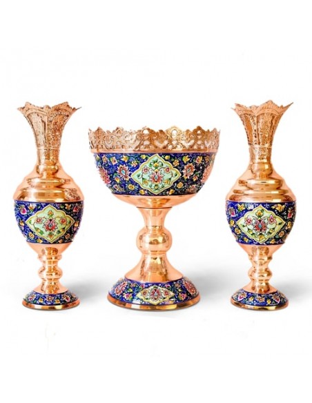 Hand-Painted Minakari Copper Nut Bowl Set AC-932 fv