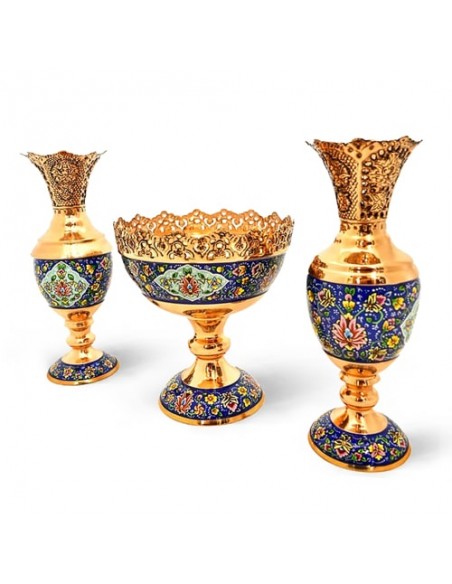 Hand-Painted Minakari Copper Nut Bowl Set AC-932 da