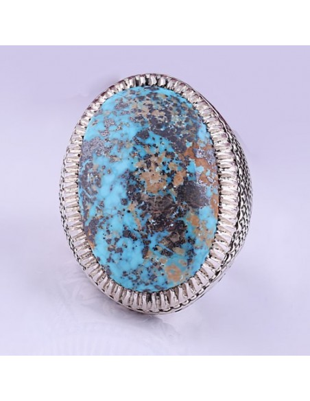 Hand Engraved Silver Blue Turquoise Men's Ring AC-937 ffv