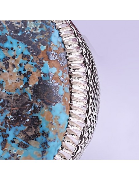 Hand Engraved Silver Blue Turquoise Men's Ring AC-937 zi Hand Engraved Silver Blue Turquoise Men's Ring AC-937 zi