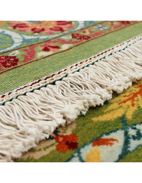 Persian Green Wool Carpet Rc-257 fringe