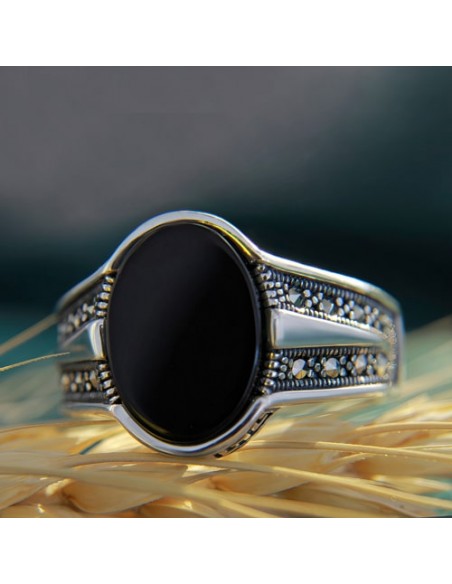 Handmade Silver & Black Onyx Men's Ring AC-939 id Handmade Silver & Black Onyx Men's Ring AC-939 id