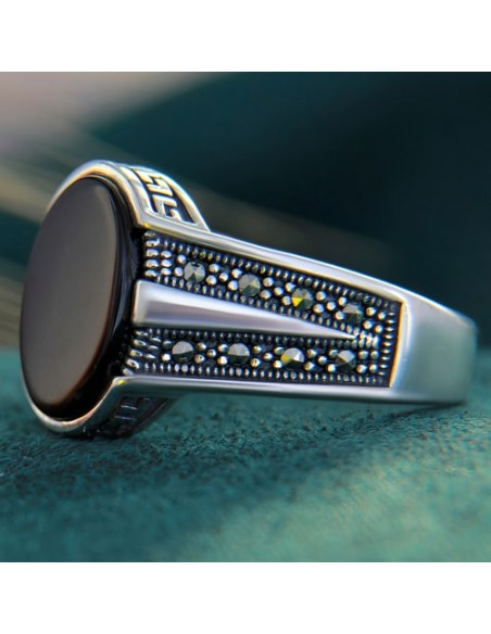 Handmade Silver & Black Onyx Men's Ring AC-939 in2 Handmade Silver & Black Onyx Men's Ring AC-939 in2