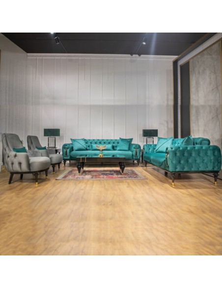 aquamarine-and-grey-velvet-sofa-set