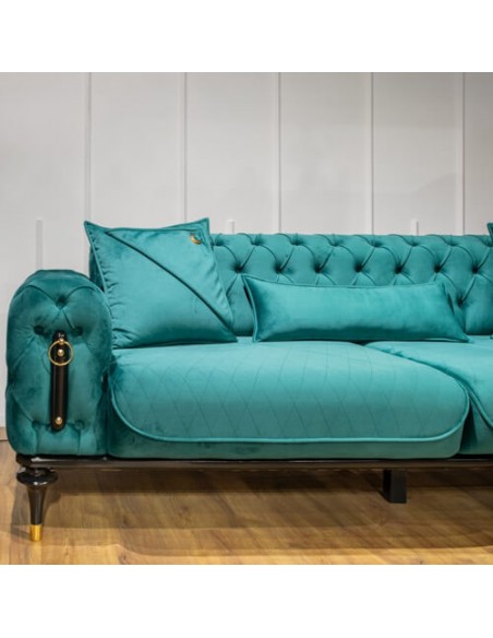 green velvet chesterfield sofa