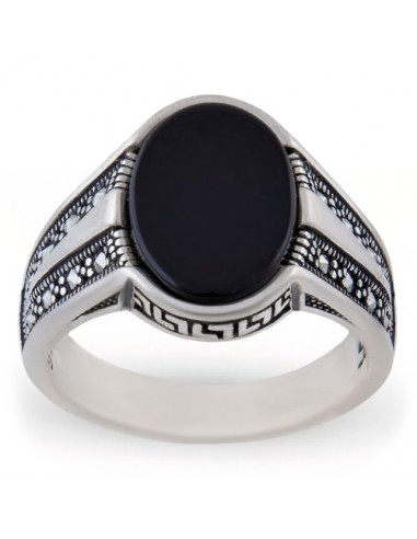 Handmade Silver & Black Onyx Men's Ring AC-939 fv