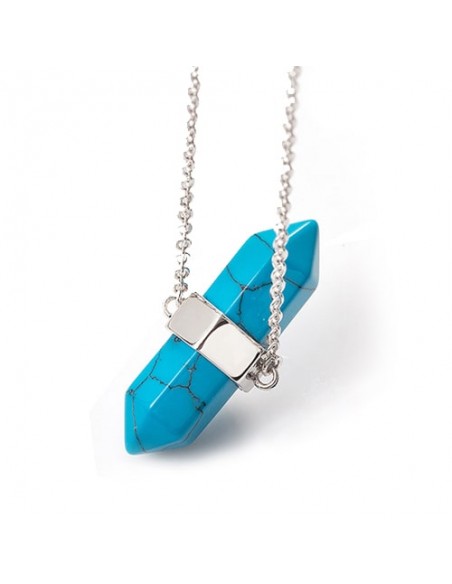 Handmade Blue Turquoise Silver Necklace AC-911