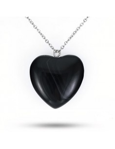 Heart Shaped Black Onyx Necklace AC-947 fv