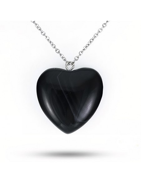 Heart Shaped Black Onyx Necklace AC-947 fv