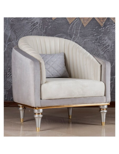 modern ivory and light grey accent chair