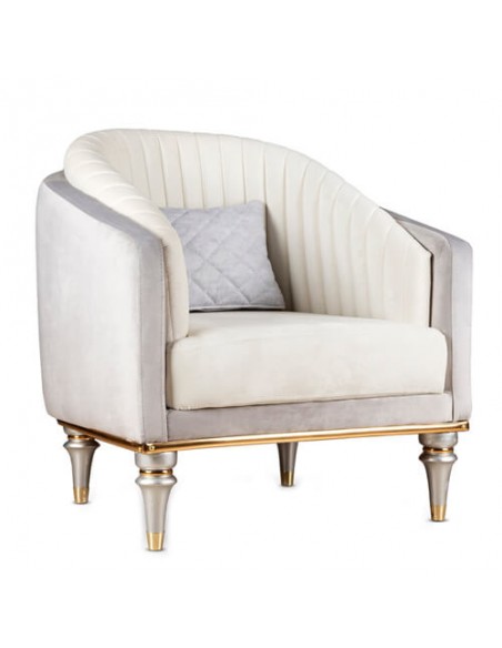 modern ivory and grey armchair - white background