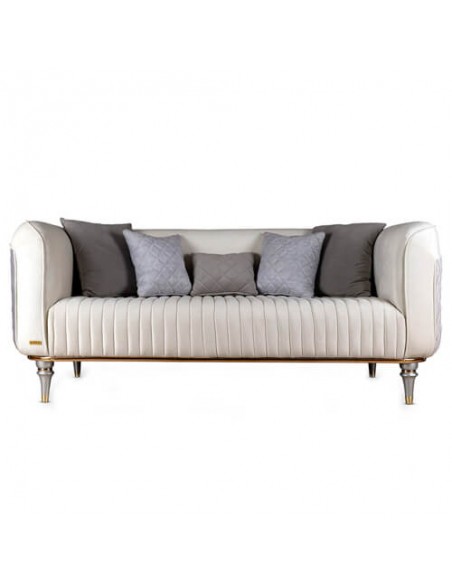 modern ivory and grey sofa - white background