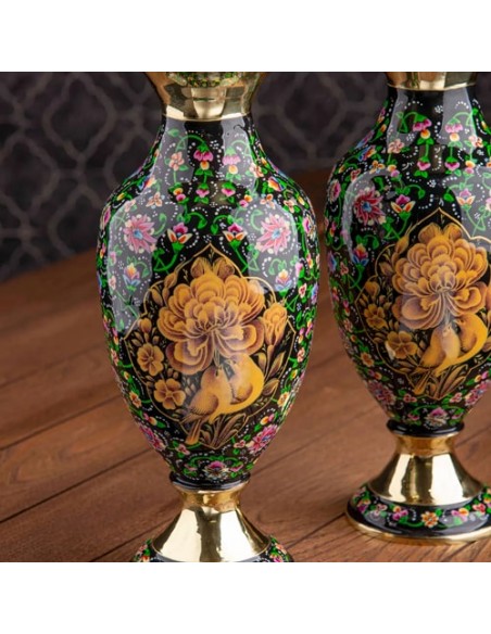 Hand Painted Brass Minakari Vase 2 Pcs AC-951 zi1