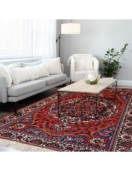 Bakhtiari Hand-woven Wool Red Carpet | Sale of Persian rug