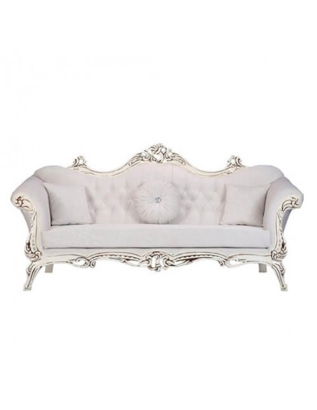 white wooden carved sofa