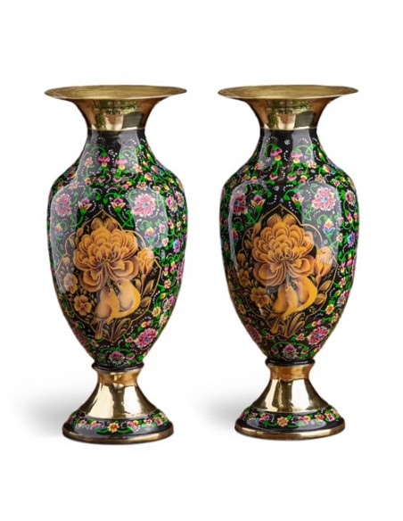 Hand Painted Brass Minakari Vase 2 Pcs AC-951 fv