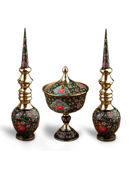 Hand Painted Modern Minakari Bowl & Vases 3 Pcs HC-956 fv