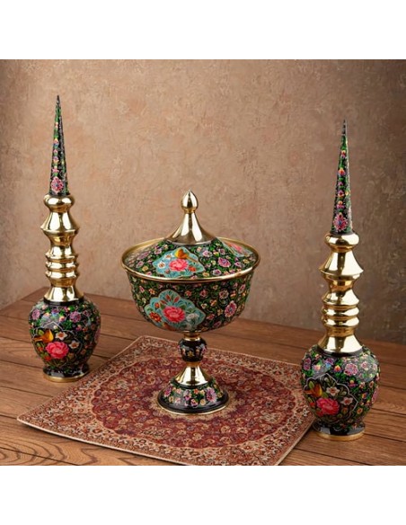 Hand Painted Modern Minakari Bowl & Vases 3 Pcs HC-956 afv Hand Painted Modern Minakari Bowl & Vases 3 Pcs HC-956 afv
