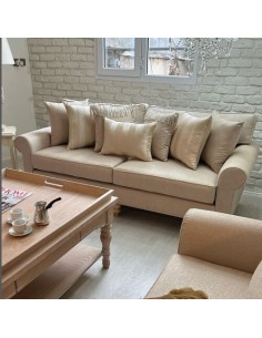 beige lawson-style sofa set