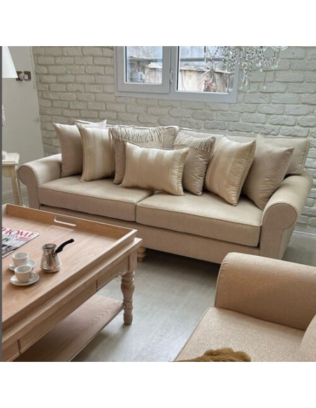 beige lawson-style sofa set