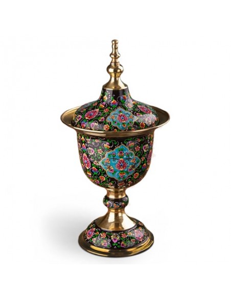 Finished Brass Modern Minakari Candy Bowl HC-964 fv