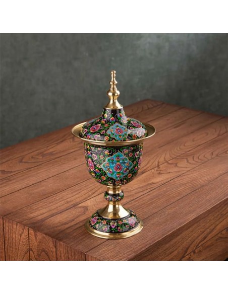 Finished Brass Modern Minakari Candy Bowl HC-964 fvid