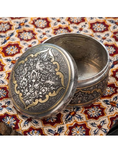 Hand Engraved Brass Coated Jewelry Box HC-967 fv3