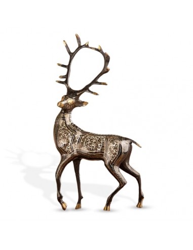 Hand Engraved Brass Deer Sculpture HC-969 fmv