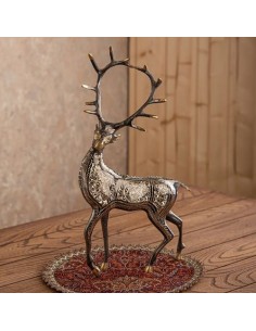 Hand Engraved Brass Deer Sculpture HC-969 fmv 2