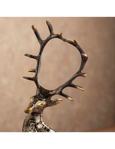 Hand Engraved Brass Deer Sculpture HC-969 zih