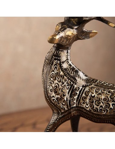 Hand Engraved Brass Deer Sculpture HC-969 ziub