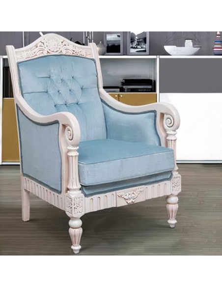 sky blue beechwood armchair