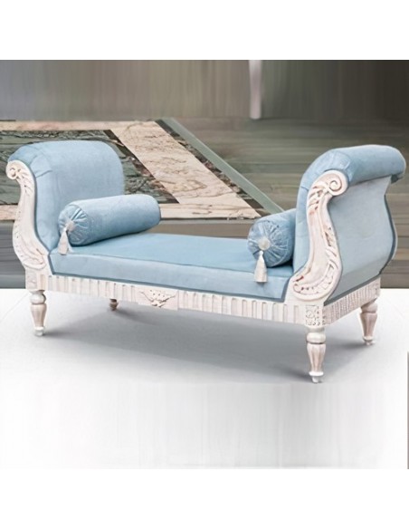 sky blue beechwood chaise lounge