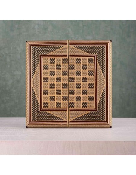 Handmade Wood Inlay Backgammon & Chessboard HC-977 fvid
