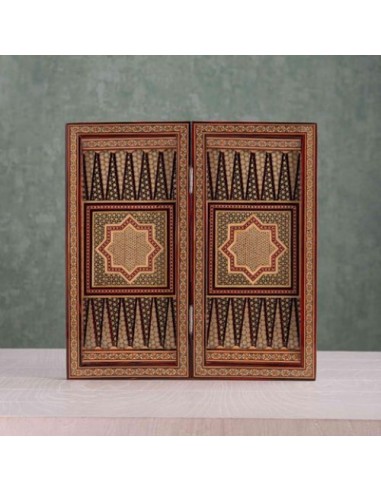 Handmade Wood Inlay Backgammon & Chessboard HC-977 fvidb