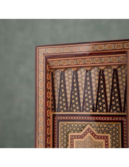 Handmade Wood Inlay Backgammon & Chessboard HC-977 zi3