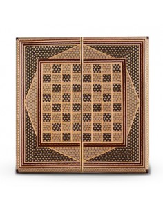 Handmade Wood Inlay Backgammon & Chessboard HC-977 fv