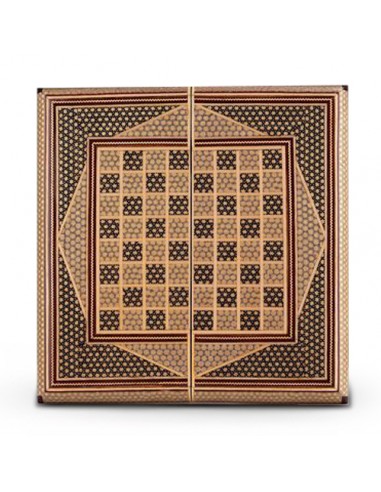 Handmade Wood Inlay Backgammon & Chessboard HC-977 fv