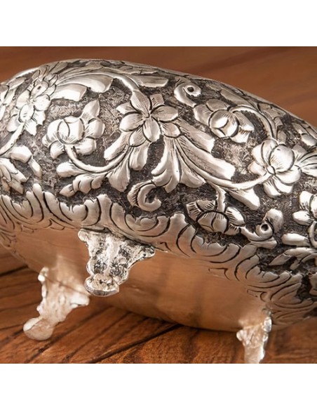 Hand Engraved Brass (Silver Coated) Nut Bowl HC-981 zi