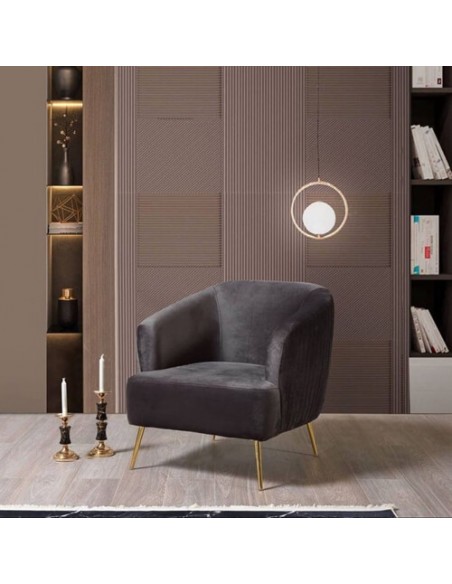 modern grey armchair golden leg