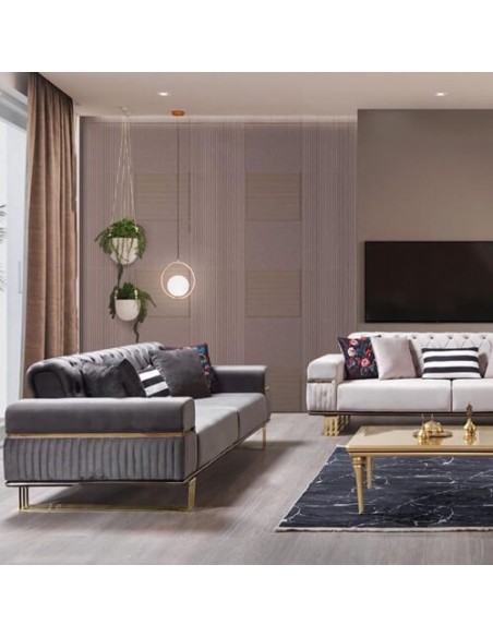 modern ivory and grey sofa set