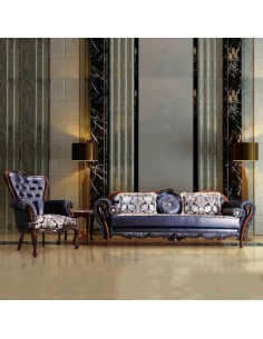 blue wooden carved sofa 2