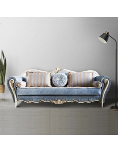 blue wooden carved sofa