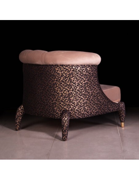 luxury golden leg brown armchair - backward