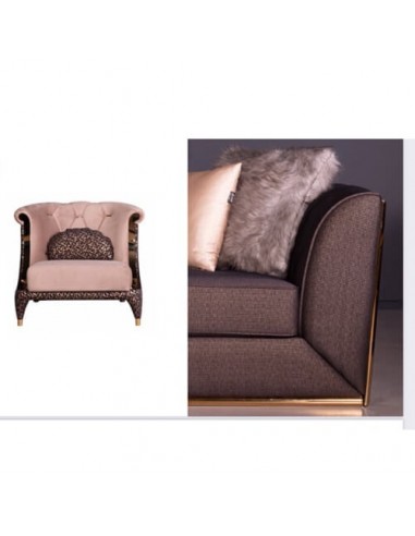 luxury golden leg brown sofa and armchair