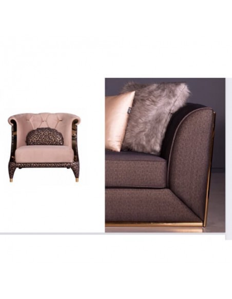 luxury golden leg brown sofa and armchair