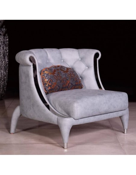 luxury golden leg grey armchair