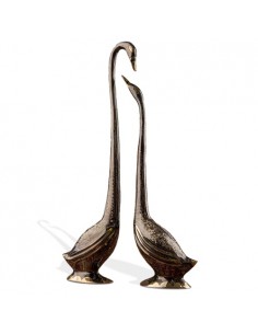 Hand Engraved Brass & Bronze Crane Sculpture HC-992 fv