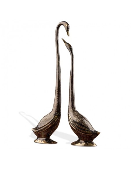 Hand Engraved Brass & Bronze Crane Sculpture HC-992 fv